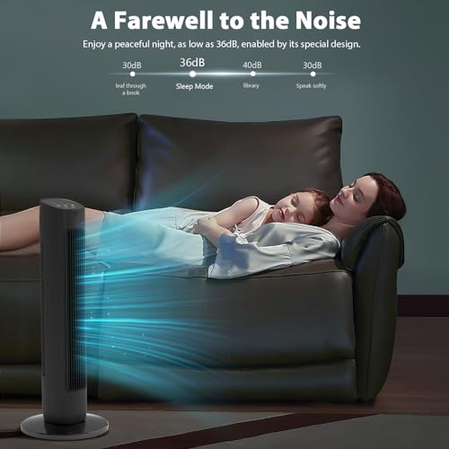 Antarctic Star Tower Fan 85°Oscillating Quiet Cooling 15H Timer Remote Control Powerful Standing 3 Wind Speed 3 Wind Modes LED Display Bladeless Portable LED Display,Bedroom Office, Black by Antarctic Star - Image 6
