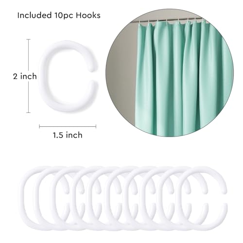 Image of Encasa XO Waterproof Shower Curtain for Bathroom 8 x 6 feet(183x244 cm), Anti-Fungal Polyester Washroom Curtain with 12 Hooks, Wet & Dry Partition Toilet Curtains ZZ Teal