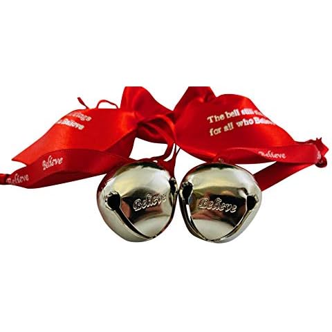 Believe Bell Ornament for Christmas Tree on Ribbon with Bag, Set of 2 Cover