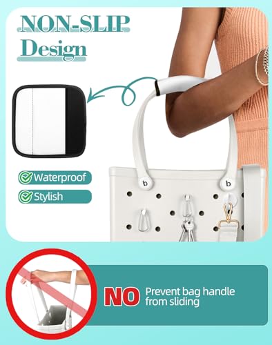 Image of Bag Strap Charms Crossbody for Bogg Bag Accessories - Shoulder Strap Neoprene Luggage Handle Wrap for Suitcase & 2 Key Holders Coffee Geometry Pattern