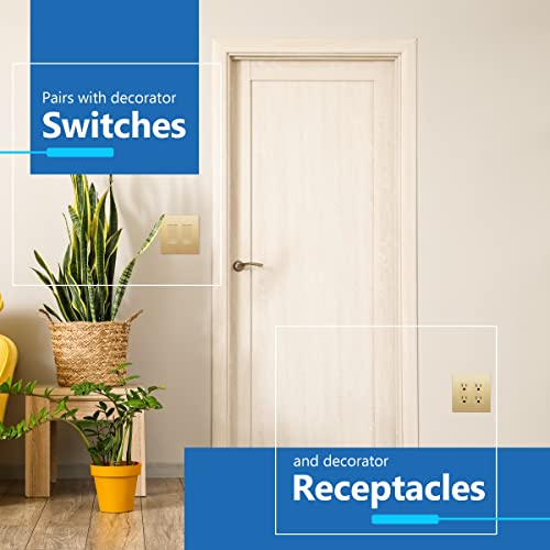 Image of LIDER Decorator Switch Cover, Screwless Wall Plate, Mid-Size 2-Gang 4.88 inch x 4.92 inch, LSWP-32M-GD2P, UL Listed, Thermoplastic, Matte Gold, 2-Pack