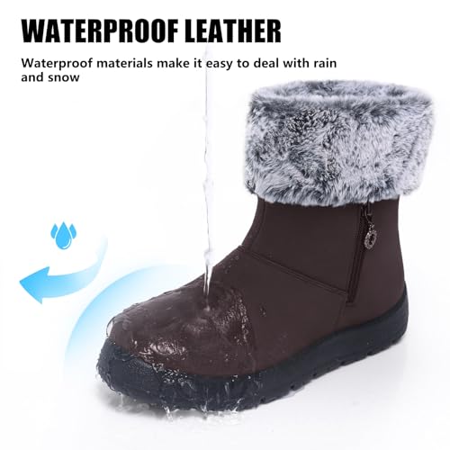 TEMOFON Winter Snow Boots for Women Brown Size 94