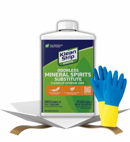 Klean Strip Green Odorless Mineral Spirits - Mineral Spirits for Wood & Cleaning - Odorless Paint Thinner for Oil Painting - Reliable for Pro's & DIY'ers - Cleans Tools & Equipment - 1 Qt