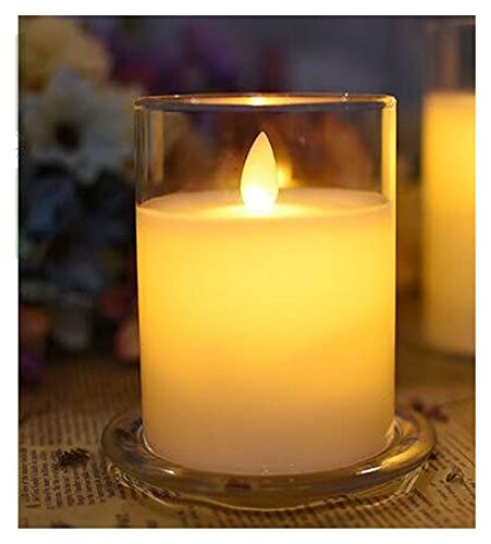 BOSUGE Decoraciones for Fiestas, Velas Falsas LED, Vela de Pilar de Llama Parpadeante Segura Cera de parafina Juego de Velas de Vidrio LED 7.5cm-Ámbar Navidad (Color : Height 15cm Only) Cover
