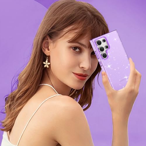 Coque paillettes Samsung S24 Ultra violette antichoc durable