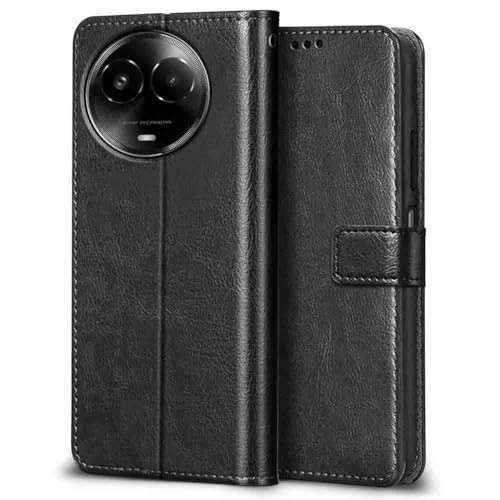 Image of TOUCCH Flip case for Realme Narzo 60X 5G | Realme 11 5G | Realme 11X 5G | Realme C67 5G| Leather Finish Cover & Flexible Stand Design | Card and Money Pocket | Black