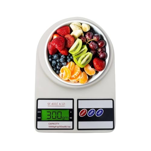 TRENQON Digital Kitchen Weight Scale with LCD Display, 10Kg Capacity, for Home Baking Cooking and Balance Diet, SF400/A121, White