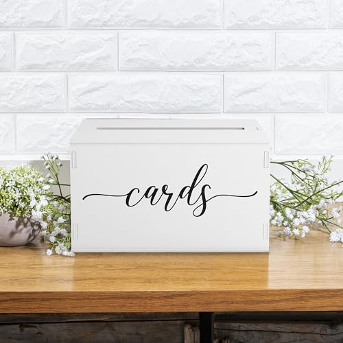 Image of Wooden Wedding Card Box with Slot and Lid | Graduation Card Box for Party 2026 | Grad Gift Money Envelope Holder for Reception, Bridal Shower, Birthday, Retirement | Rustic Keepsake Decorations