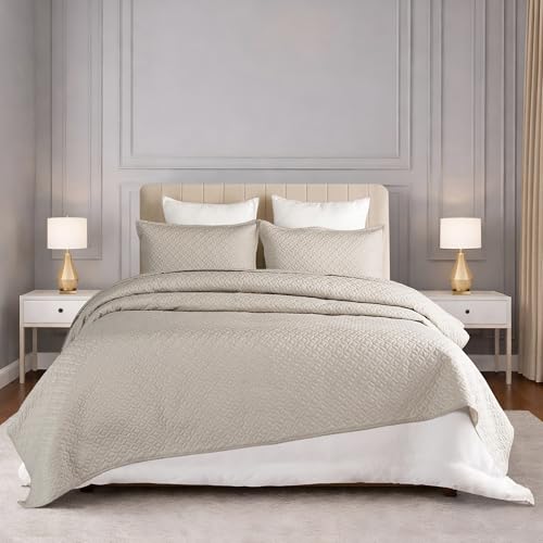 Image of MYTRIDENT Nectarsoft Italian Retreat King Size (228 cm x 274 cm) Bedcover Set, 100% Cotton, Linen
