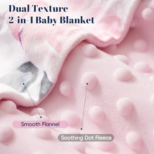 Image of PHF Minky baby blanket for Girls, boys 40x50 Inches Soft Double Layer baby blankets with Dotted backing,Receiving blanket bed Throws for Newborn, Infant, babies, Floral