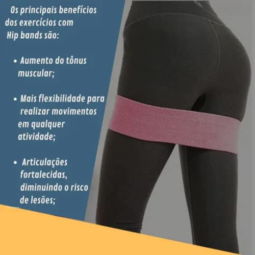 Kit 3 Faixas Elásticas 3 Intensidades Tensões Exercício Hip Resistance Bands Fisioterapia Thera Band