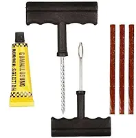 Kit de Reparo de Pneus para Carro e Moto, Escariador de Ferro com Punho Plástico, 5 Macarrões de Vedação, Aplicador, Reparo Rápido Tubeless