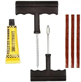 Kit de Reparo de Pneus para Carro e Moto, Escariador de Ferro com Punho Plástico, 5 Macarrões de Vedação, Aplicador, Reparo Rápido Tubeless