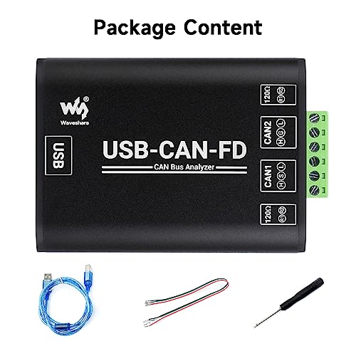 Waveshare Industrial Grade CAN/CAN FD Bus Data Analyzer, USB To CAN FD Adapter, CAN/CAN FD Bus Communication Interface Card, compatible with Windows XP/7/8/10/11