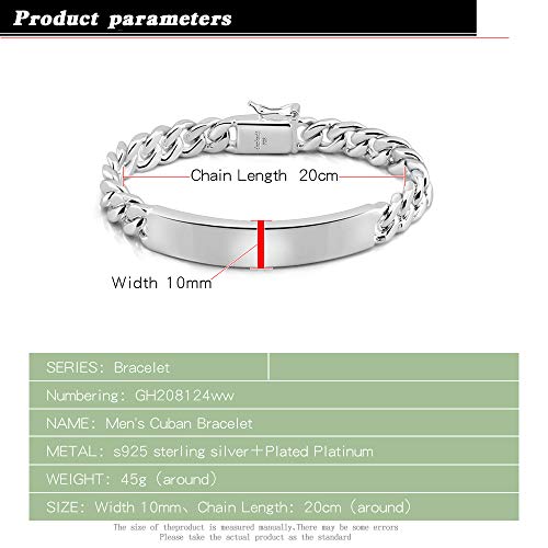 Classic Men's Silver Jewelry Bracelet 100% 925 Sterling Silver Bracelet Glossy Brand Bracelet 10MM Original Italian 7-8-9-10 inch Silver Cuban Chain Safety Clasp2
