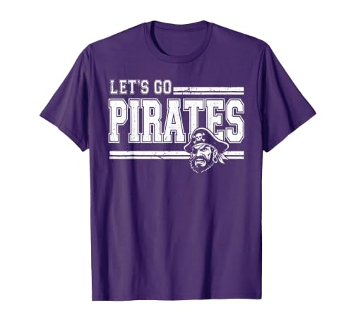 Pirates School Sports Fan Team Spirit Vintage T-Shirt, Men, Purple, Large