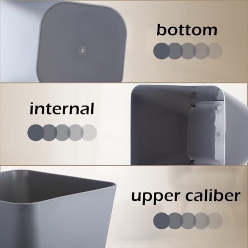 Image of Hoolerry 9 Pieces Garbage Can 2 Gallon Small Trash Cans Bulk Bathroom Trash Bin Plastic Wastebasket Square for Bedroom Slim Bathroom Trashcan Small Container for Kitchen Office Home Rooms(Grey)