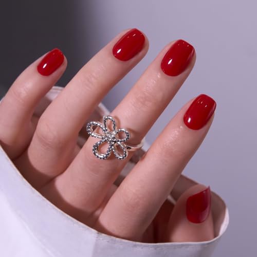 Image of CurvLife Extra Short Square Press On Nails, Scarlet Muse, Soft Gel