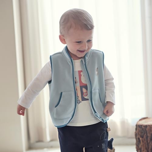DAVE&BELLA Toddler Vest for Girls Boy, Sleeveless Reversible Sherpa Fleece Vest Fall Winter Button Down Waistcoat Outerwear3