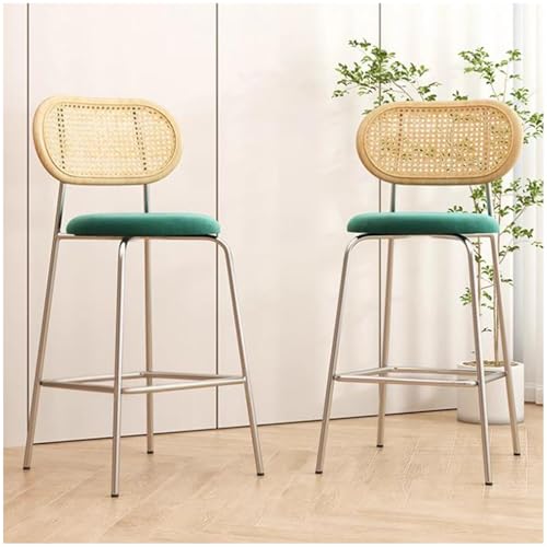 Preferspace 2er-Set Samt-Barhocker in Tresenhöhe, Tresenhocker mit...