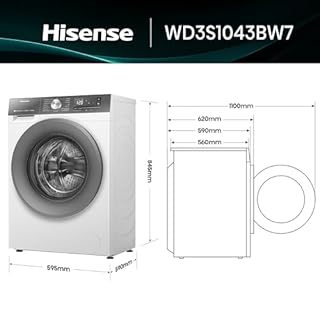 Hisense WD3S1043BW7 Lavasciuga 10,5 + 6 Kg, 1400 Rpm, 19 Programmi Automatici, Vapore, Motore Inverter, Classe Energetica A-20%/D, Display Led, Grigio, WiFi