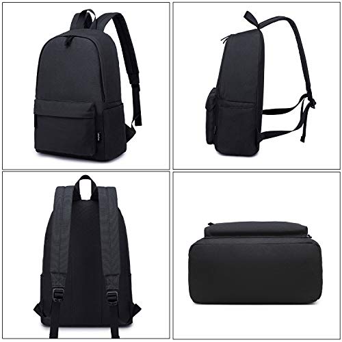 abshoo Lightweight Casual Unisex Teen Boys Girls Backpack for School Solid Color Bookbag for Women Men (Black)2