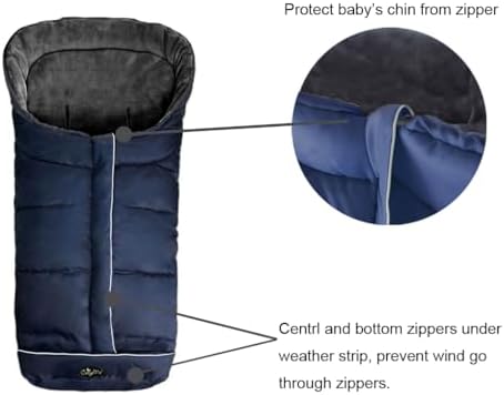 CozyMe Stroller footmuff, 3-in-1 Winter Baby Bunting Bag, Water Resistant Stroller Blanket Bunging Bag,Multi Purpose Fleece Lined Warm Hooded Sleeping Bag for Baby Winter Stroller Cover,6-36M - 2