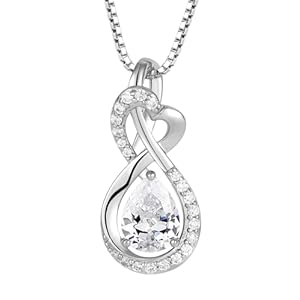 Infinity Pendant Necklace Sterling Silver Zircon Birthstone Jewelry for Women
