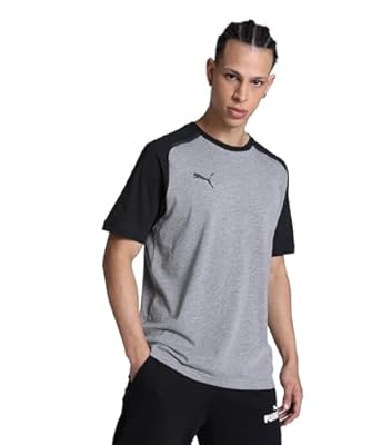 PUMA Teamcup - Camiseta Casual para Hombre Color Gris Medio Jaspeado Talla S