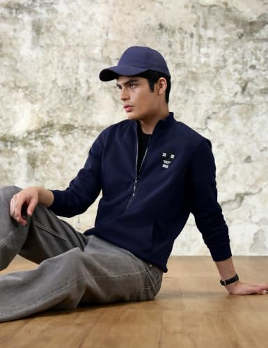 Image of Spykar Blended High Neck Full Sleeve Sweatshirt for Men