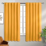 BGment Mustard Yellow Curtains for Bedroom - Thermal Insulated Blackout Room Darkening Curtains with Rod Pocket and Back Tab for Living Room, 2 Window Curtain Panels (42 x 63 Inch)