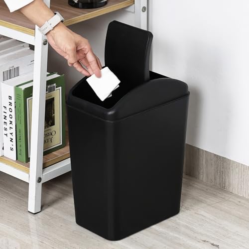 Caneca de basura rectangular negra 16 L con tapa basculante miniatura 4