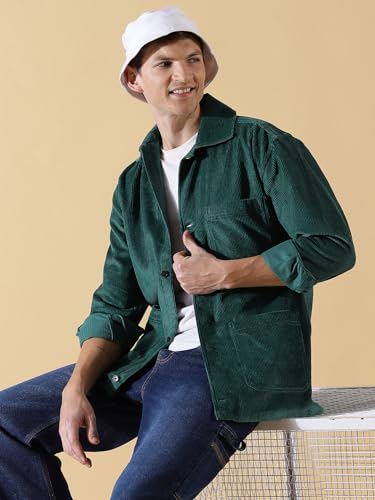 Image of Thomas Scott Men's Cotton Oversized Fit Striped Premium Corduroy Oversized Shackets Shirt