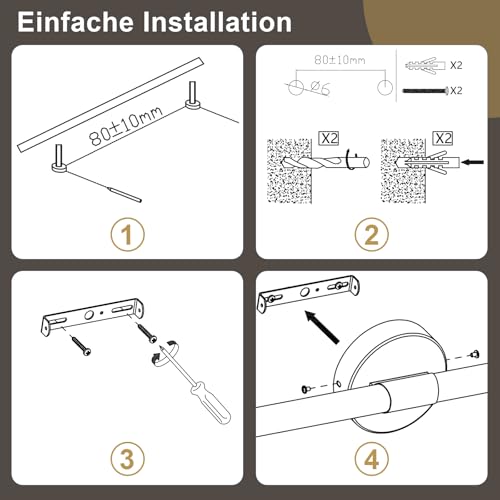 Homefire LED Spiegelleuchte Bad 60CM - Spiegellampe Badezimmer Gold Badleuchte Wand 8W Wasserdicht IP44 Wandlampe Modern Neutralweiß 4000K Wandleuchte für Badschrank Küche Flur