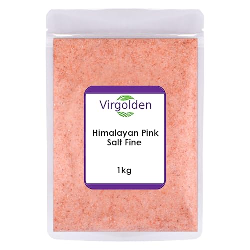 Himalayan Pink Salt Fine 1kg by Virgolden - Vegan, Vegetarian, Premium Quality