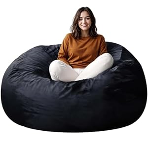 Bean Bag Chair for Adults, 4FT High-Rebound Memory Foam Bean Bag Sofa with Removable Cover, Oversized Bean Bag Couch for Gaming, Reading, and Relaxation, Black