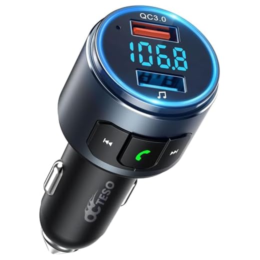Upgraded V5.3 FM Bluetooth Transmitter, Bluetooth Car Adapter QC3.0 & LED Backlit Wireless FM Radio Adapter Music Player/Car Kit, Siri Google Assistant