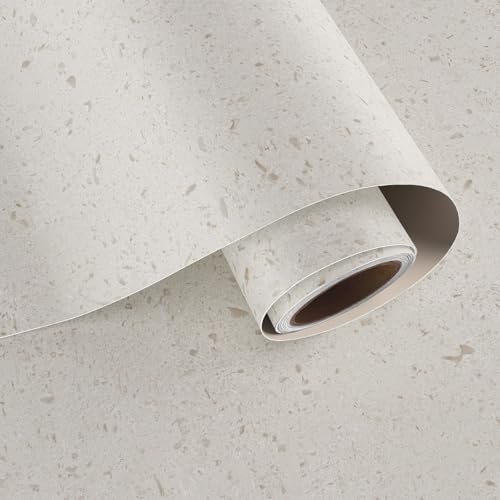 VaryPaper Papier Peint Autocollant Effet Granit Mat 40cmx200cm Film Adhesif pour Meuble Imitation Terrazzo Revêtement Plan de Travail de Cuisine Salle de Bain Vinyle Autocollant Granit Armoire Table