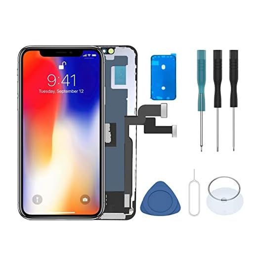 PassionTR for iPhone X 10 5.8 Inch Front LCD Digitizer Display Glass Touch Screen Replacement Full Assembly Frame Set with Waterproof Adhesive Repair Tools Kit Black