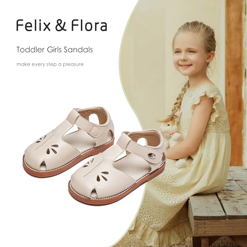 Image of Felix & Flora Toddler Girls Sandals Soft Rubber Princess Flat Shoes Flower Girl Shoes