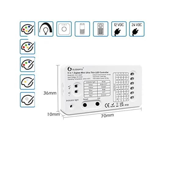 GLEDOPTO LED ZigBee Controller Steuergerät LED Stripe einfarbig, CCT Warmweiß Kaltweiß, RGB RGBW RGBWW RGB+CCT WRGBWW… – Bild 3