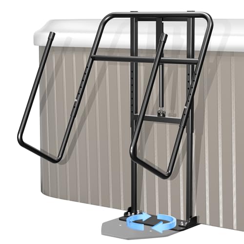 Utheer Upgraded Adjustable Hot Tub Cover Lifter with Hydraulic Lift Drill-Free Folding Spa Cover Lift with Dual-Direction Base Plate & Optional Ground Anchor for In-Ground & Above-Ground Spas