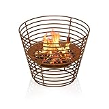KHG Feuerschale Ø54 cm aus Eisen in Rostoptik, moderner Feuerkorb für Holz & Kohle im Industrial-Look als Feuerstelle für Garten Terrasse Outdoor Lagerfeuer Rost-Braun