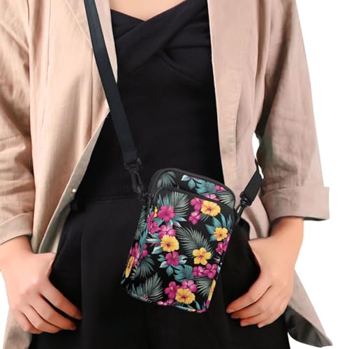 Image of Hawaiian Tribal Small Crossbody Bags for Women Cell Phone Bag Purse, Sea Turtle Zipper Sling Purses Shoulder Bag