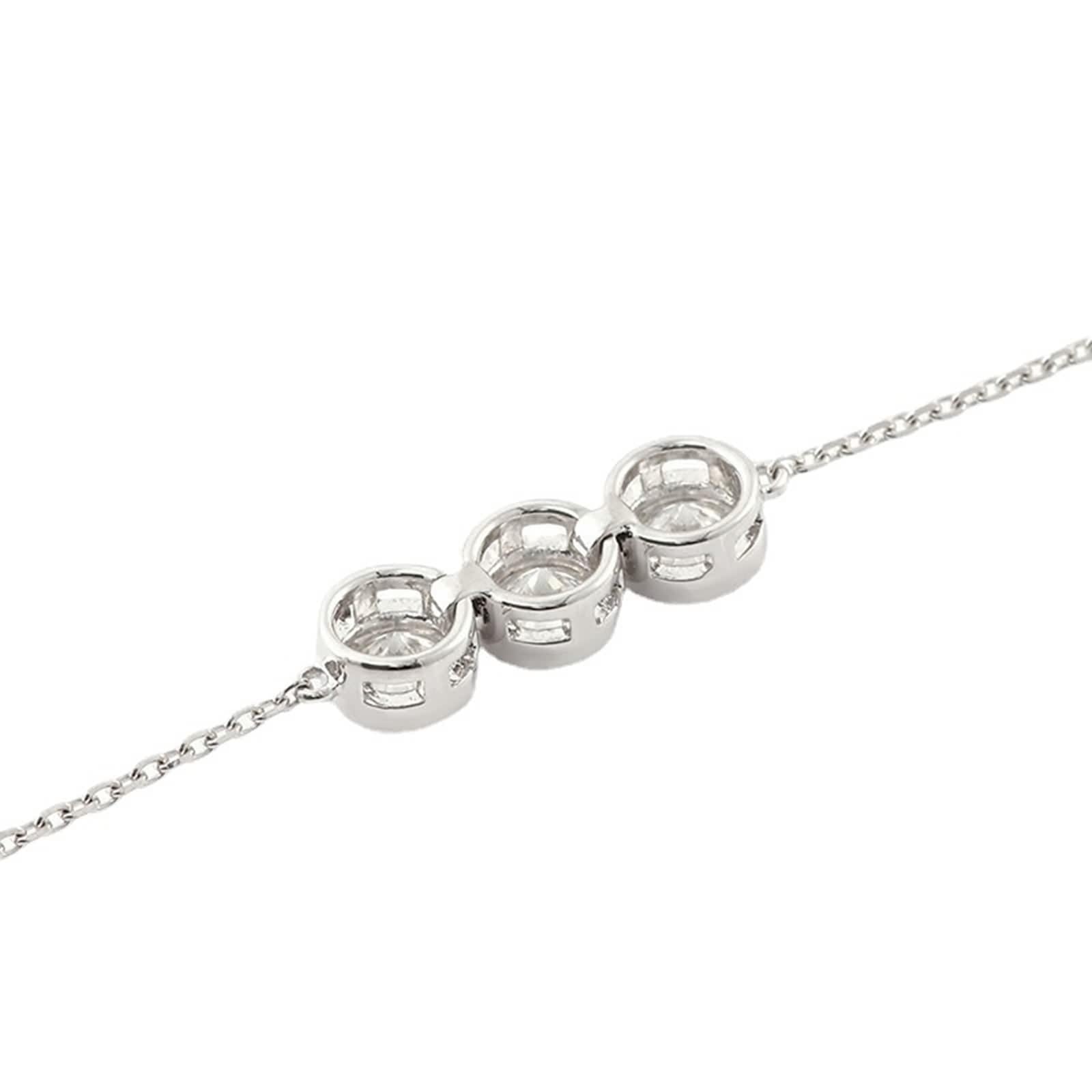 Pulsera de moissanita, pulsera nupcial de oro blanco con eslabones redondos de moissanita de 4 mm para promesa de boda