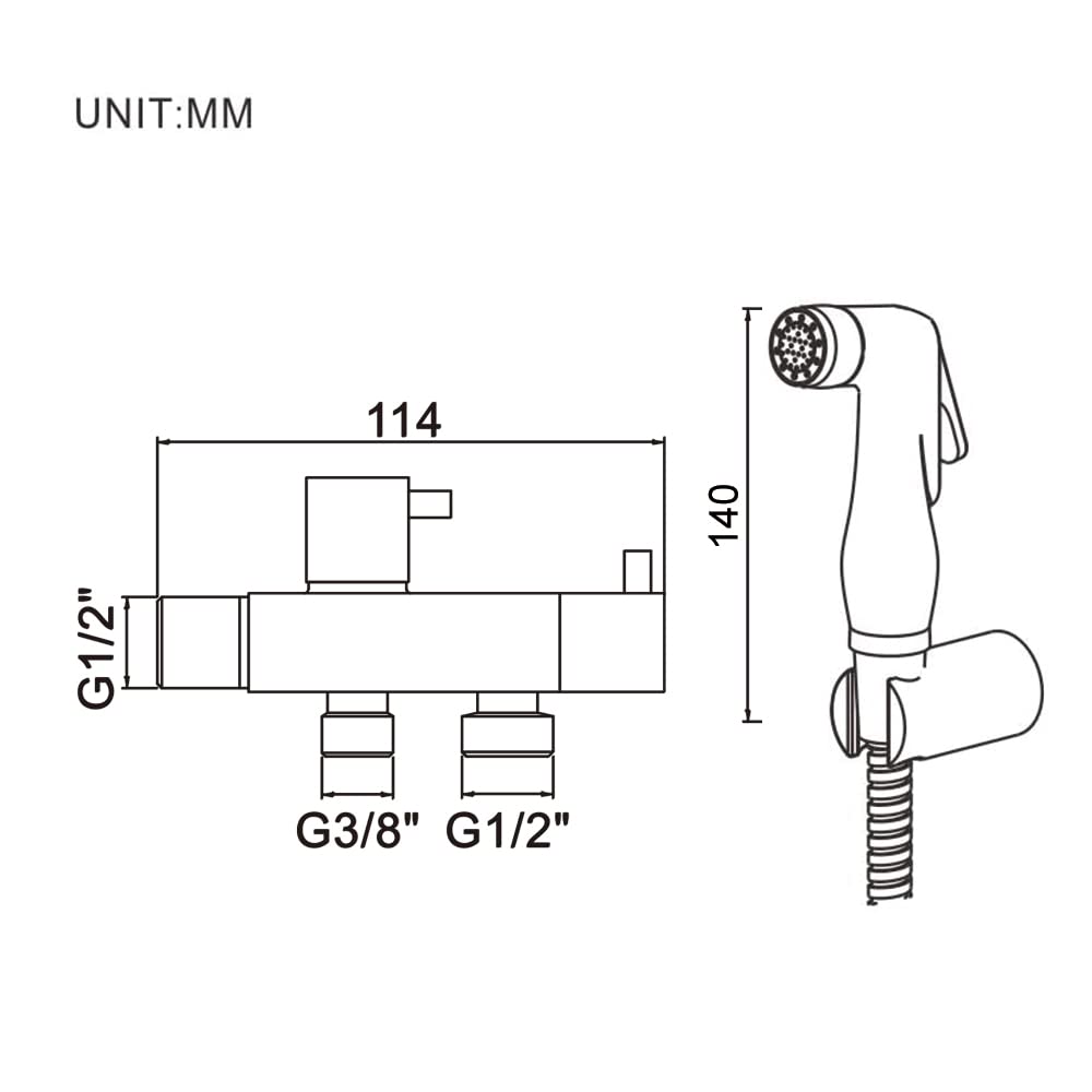 Ibergrif M22005 - Valvola da Angolo a Due Uscite con Doccetta, Supporto e Flessibile per WC, Rubinetto Arresto, Cromo
