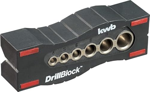 kwb Bohrhilfe/Bohrlehre Ø 44899 mm DrillBlock für rechtwinklige/gerade u. präzise Bohrungen auf Oberflächen, inkl. Grip-Points & Mittenfinder/Center-Finder zur Mittel-Punkt Ermittlung