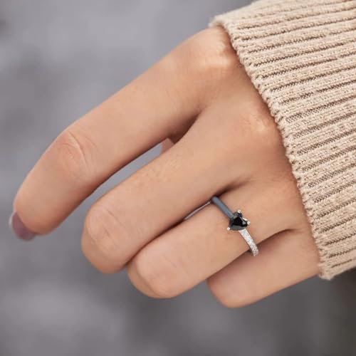 Love Me Until I'M Me Again Black Heart-Cut Half Enamel Ring, S925 Sterling Silver Heart Rings Self-Love Ring Gift, Love Heart-Cut Half Enamel Promise Rings3