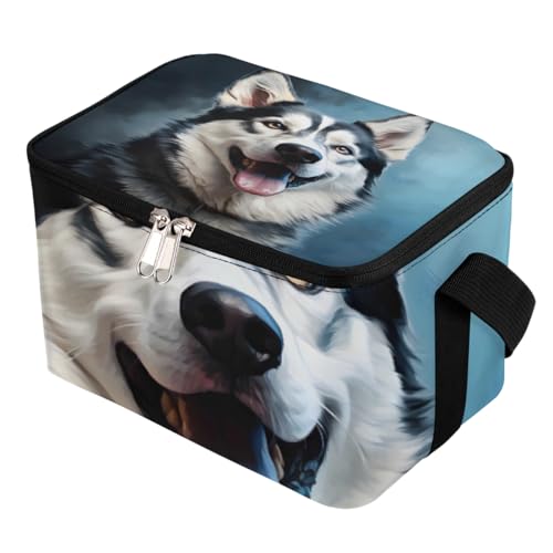 GzLeyigou Lunch Bags for Women Men 9 Cans,Husky Dog Hot & Cold Food Delivery Bag Insulated Grocery Bag Insulated Lunch Box Animal Dog Cooler Bag for Office Work Picnic Beach