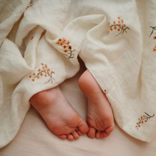 Image of mushie Muslin Baby Swaddle Blanket | 100% Organic Cotton (Flowers)